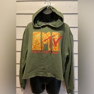 M-TV Music Television Logo Green Pullover Hoodie Size XL